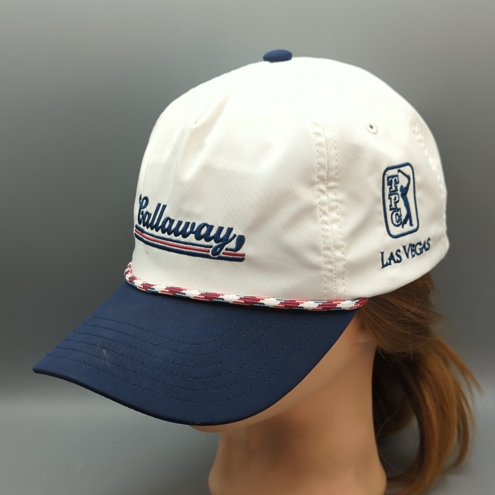 Callaway TPC Las Vegas Golf Hat Adjustable Cap Rope White Blue Snapback